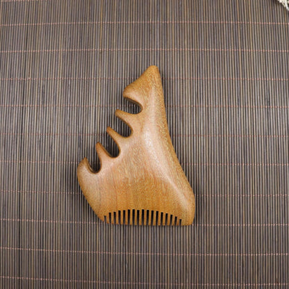 Golden Sandalwood Scalp Massager with Five Teeth